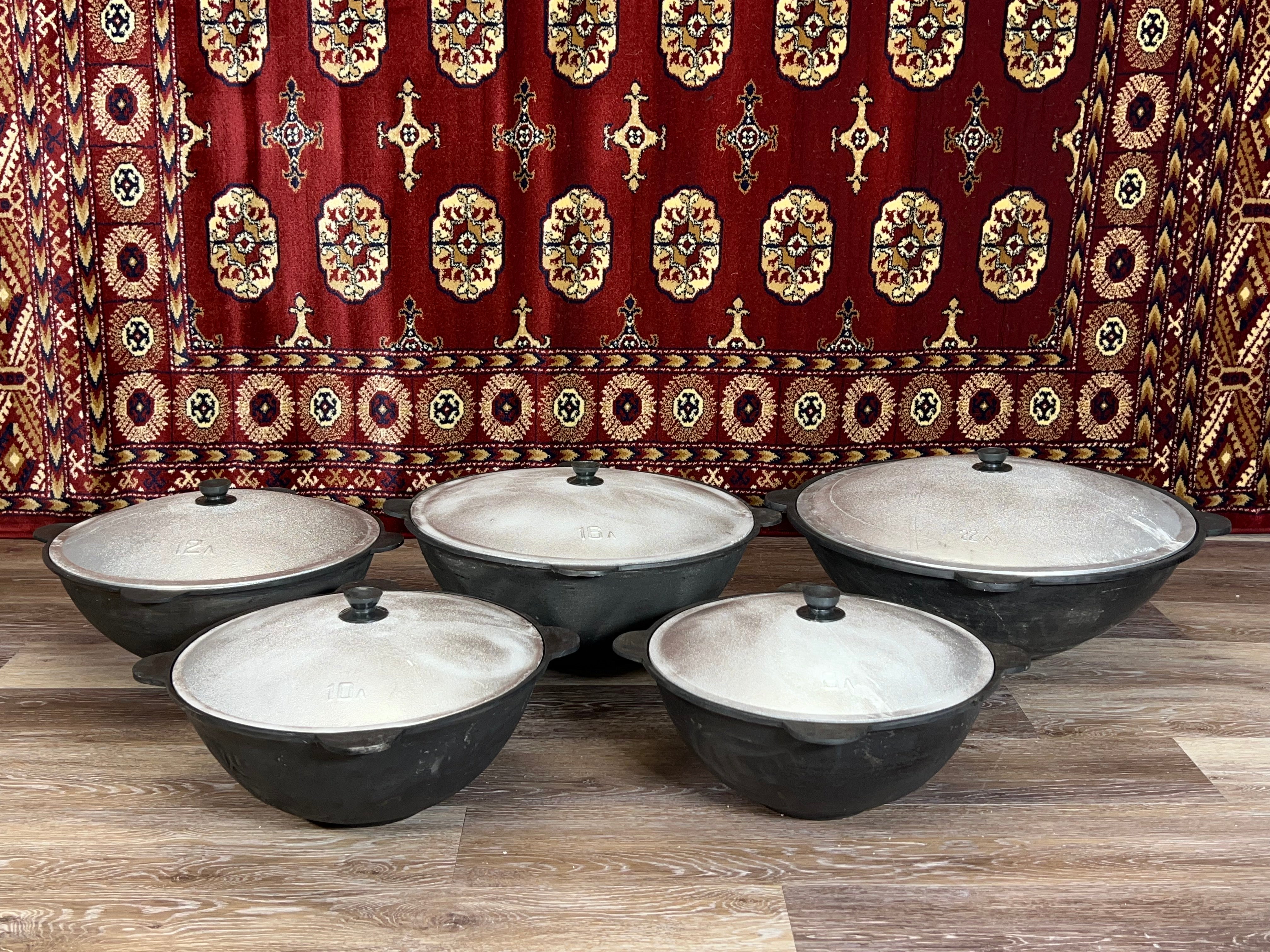 Authentic Cast Iron Uzbek Kazans Couldrons Outdoor use  For Preparing Rice Pilaf Pilov Cast Iron Kazan