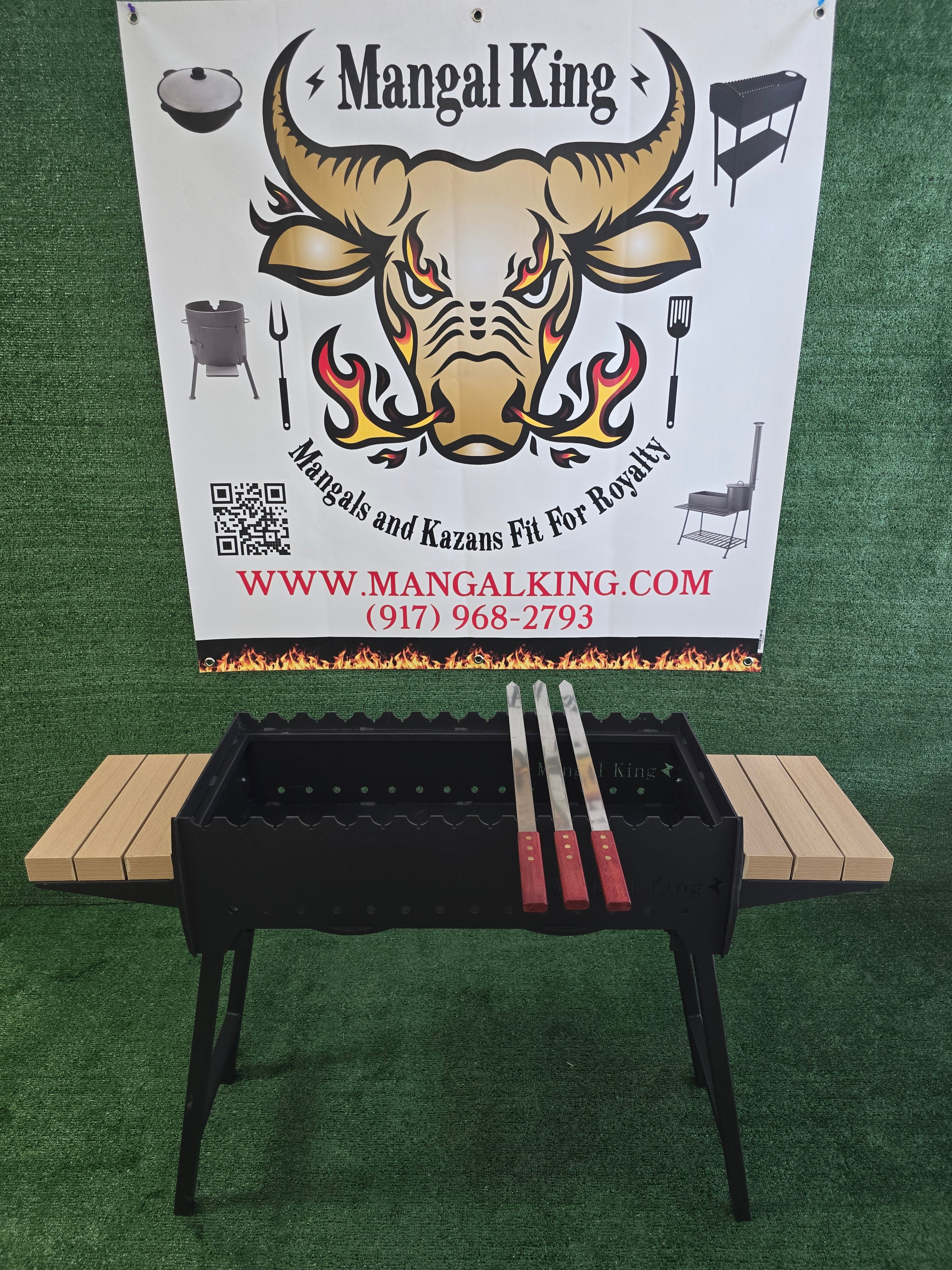Andijan Collection  Mangal for kabob Heavy quality 3mm Thick with 2 shelfs
