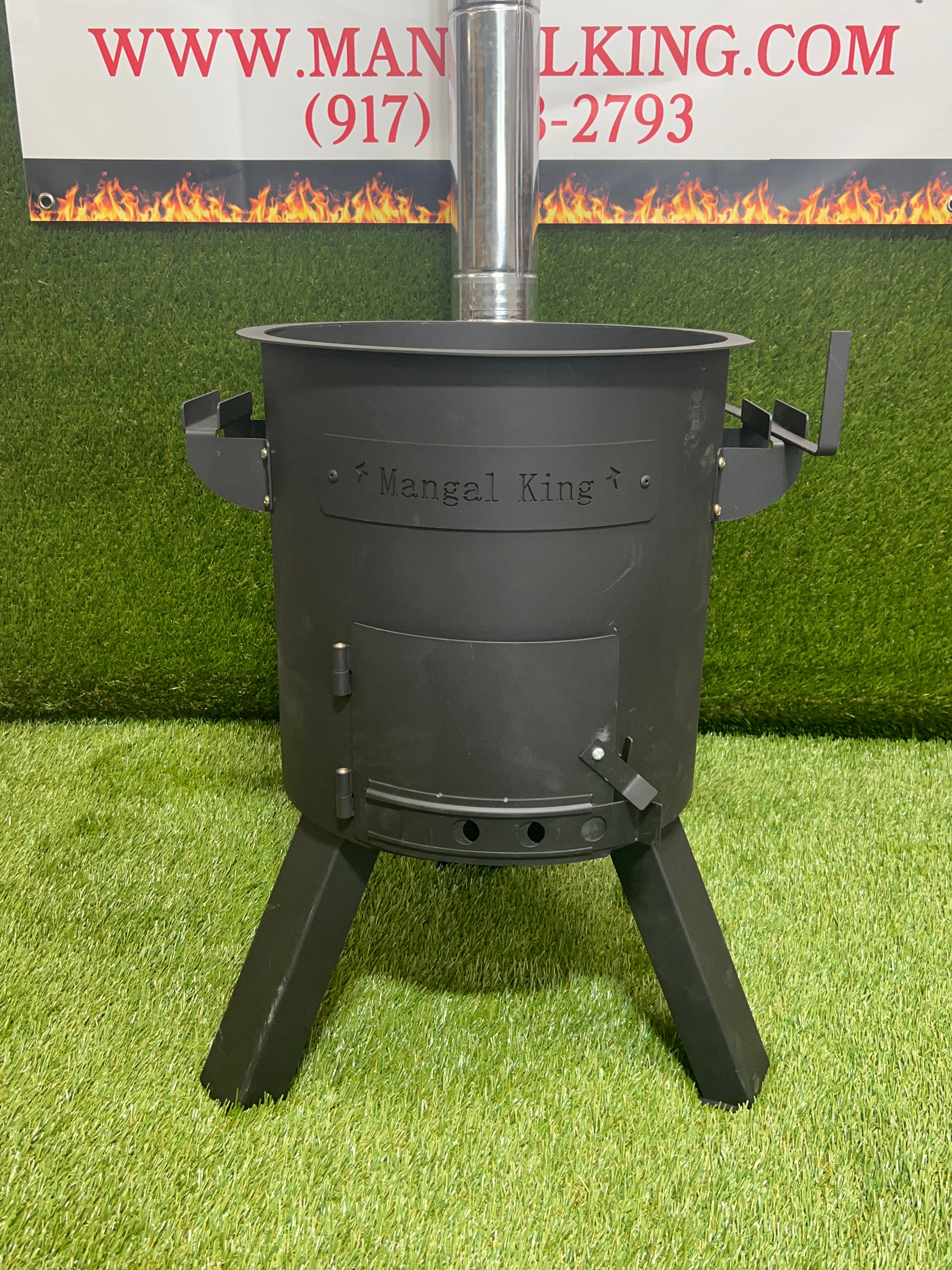 Uchag Oshton with chimney and damper wood burning oven for Cast iron Kazan for making Plov by Mangal King