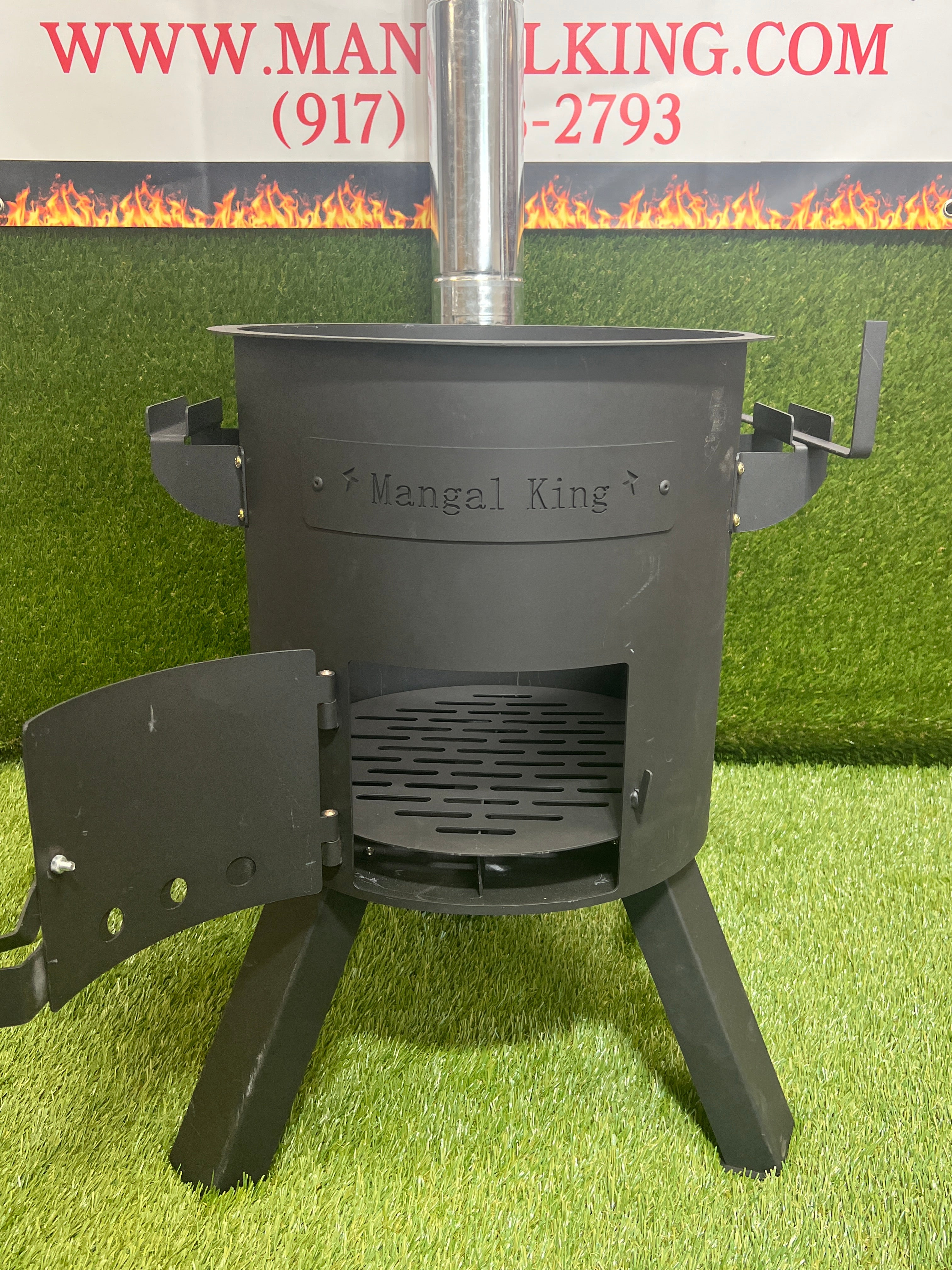 Uchag Oshton with chimney and damper wood burning oven for Cast iron Kazan for making Plov by Mangal King